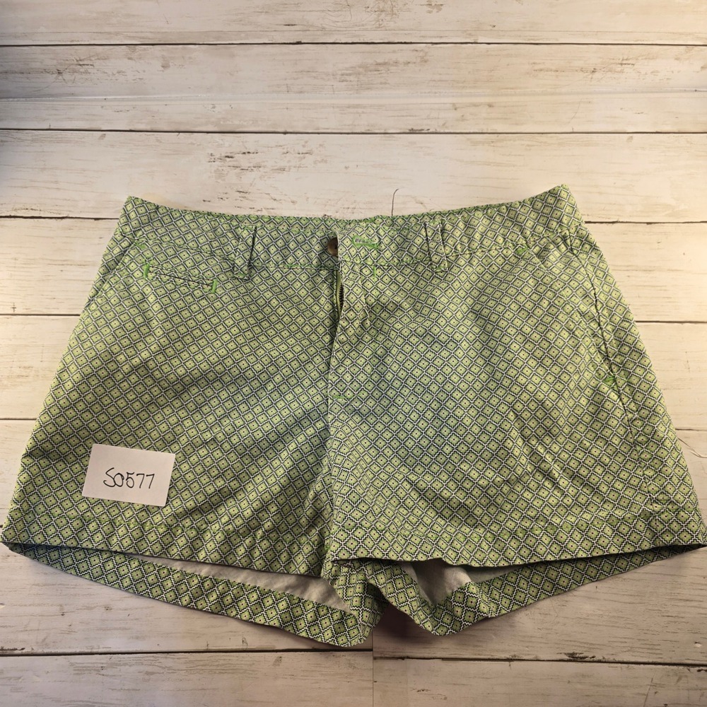 Gap Womens Green Geometric Diamond Print Shorts Size 04P Petite Casual Summer‎